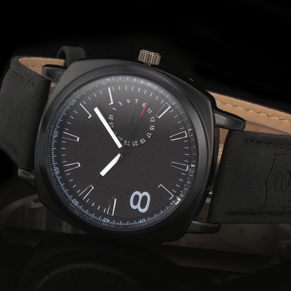 MACmk Men's Fashion Faux Leather Strap Sport Military Quartz Analog Wrist Watch