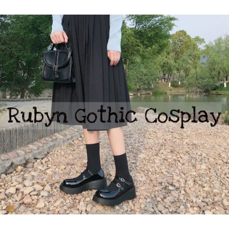 🔥 Giày Lolita Oxford 2 quai ngang cosplay nữ sinh Nhật Bản Vintage đế bánh mì ( BÓNG VÀ NHÁM )