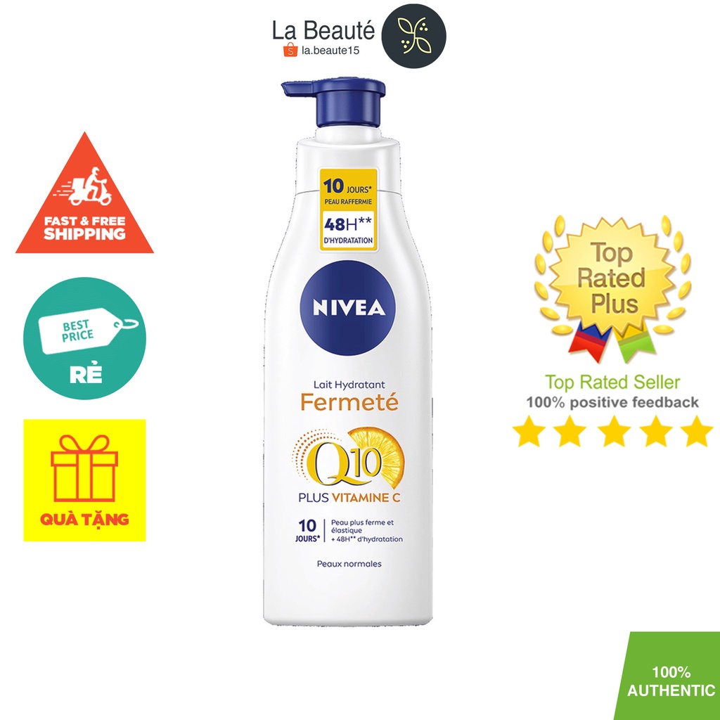 NIVEA Lait Hydratant Fermete Q10+Vitamin C - Sữa Dưỡng Thể Cấp Ẩm, Săn Chắc Da Với Co-Enzyme Q10 & V