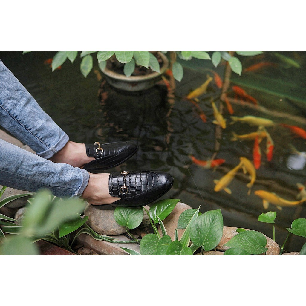 GIÀY SỤC HỞ GÓT NAM DA VÂN DA BÒ NGUYÊN TẤM TOROSHOES MÃ M643