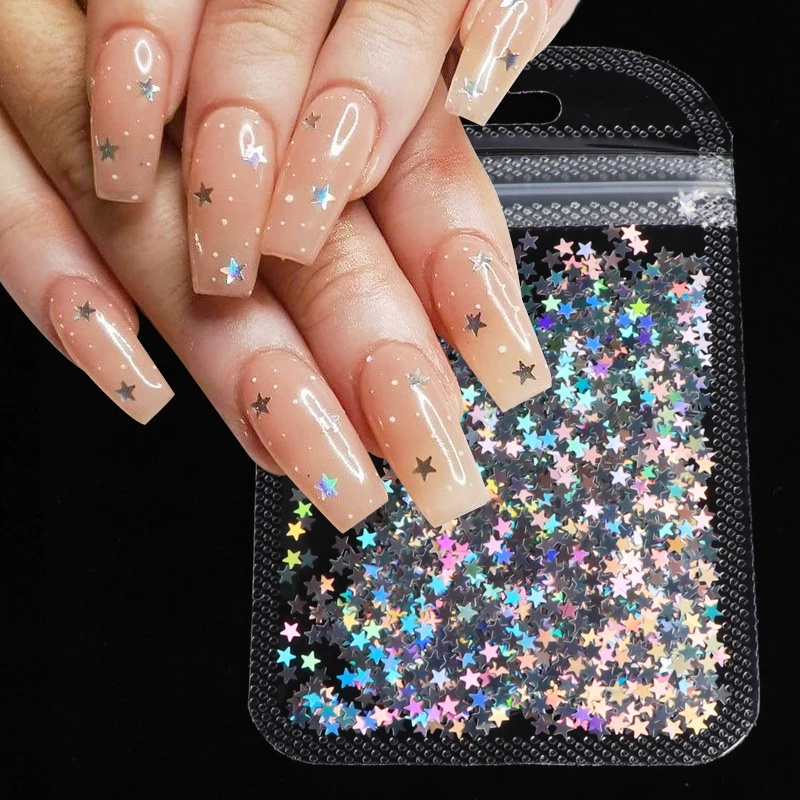 [Hàng mới về] Túi kim tuyến hình ngôi sao 3D siêu mỏng trang trí móng tay/ móng tay nghệ thuật diy