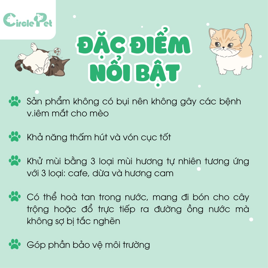 Cát Vệ Sinh Hữu Cơ Cho Mèo Touchcat Khử Mùi Siêu Tốt Không Bụi Túi 2.5kg - Circle Pet