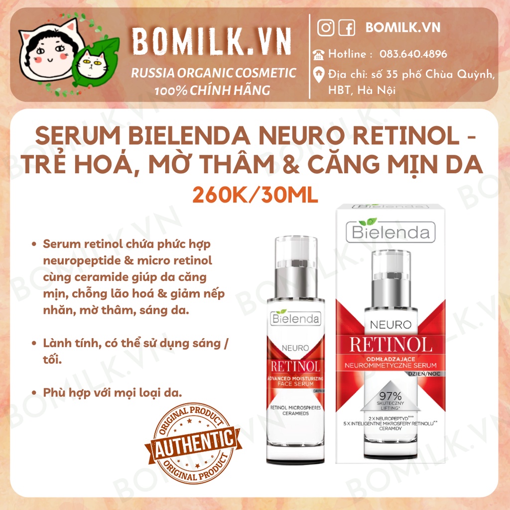 Serum Bielenda trẻ hóa & căng mịn da Neuro Retinol