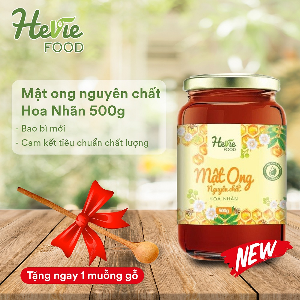 Mật ong nguyên chất xuất khẩu HeVieFood hoa nhãn/ hoa cafe hũ 500g