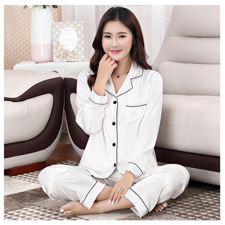 Pijama Lụa Nữ dài tay MADELA  LỤA HÀN cao cấp, Bộ Đồ Pijama lụa nữ mặc nhà ngủ, pizama lụa nữ mềm mịn thoáng mát- BPD01