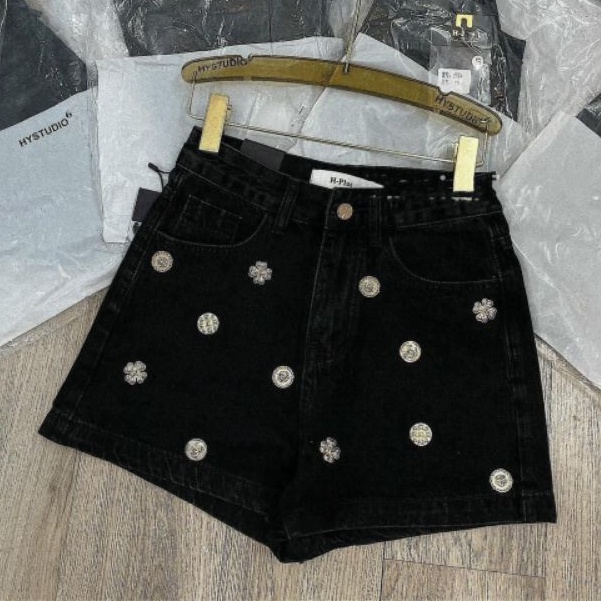 Quần sooc jean khuy hoa hàng QCL1