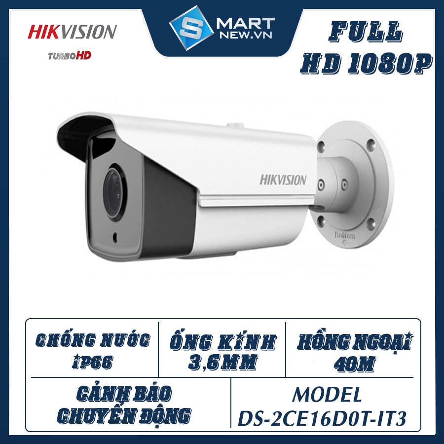Camera Giám Sát Ngoài Trời Hikvision DS-2CE16D0T - 2.0MP-FULL HD 1080P- Chống nước IP66