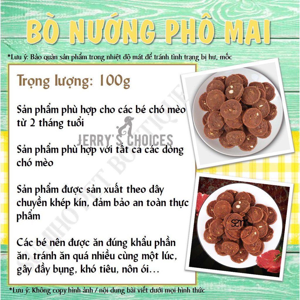 Bánh thưởng cho chó Jerry's Choices (Khoanh bò nướng phô mai) 100gr/túi