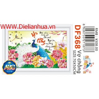Tranh đính đá đồng hồ Vợ Chồng. Kích thước 70x50cm