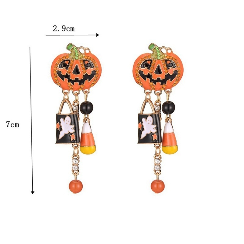 Khuyên Tai Thép Không Gỉ Hình Bí Ngô Halloween Thời Trang