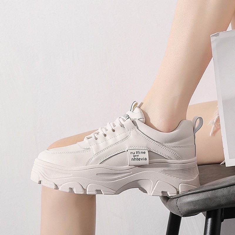 Giày thể thao nữ trắng RUFINE sneaker độn đế cao 4cm phong cách ulzzang TT24