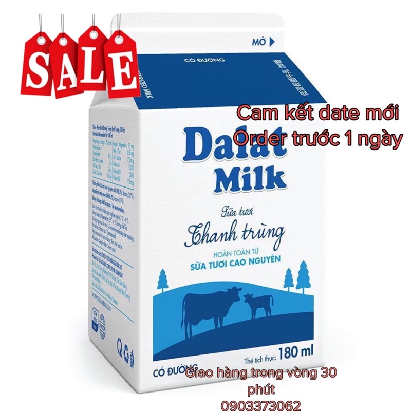 Sữa tươi thanh trùng có đường Đà Lạt Milk 180ml