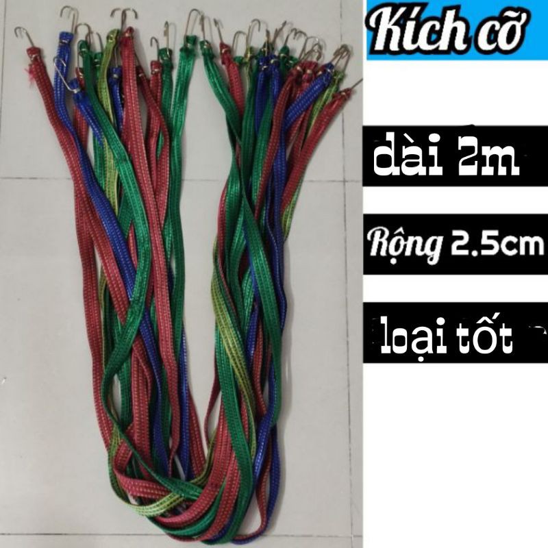 Dây thun ràng (buộc) đồ ,dài 2m, bản to. loại 1, Dạng dẹt dày và chắc chắn với độ giãn hoàn hảo