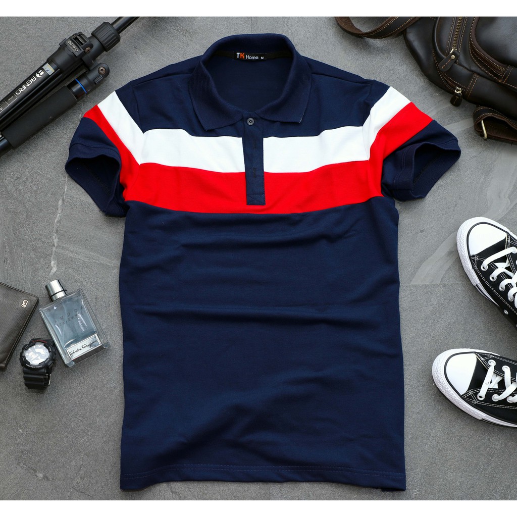 Áo thun có cổ nam TONIKIM thiết kế ngắn tay, cổ bẻ, phối màu, vải thun coton thoáng mát, đủ size P4 | BigBuy360 - bigbuy360.vn