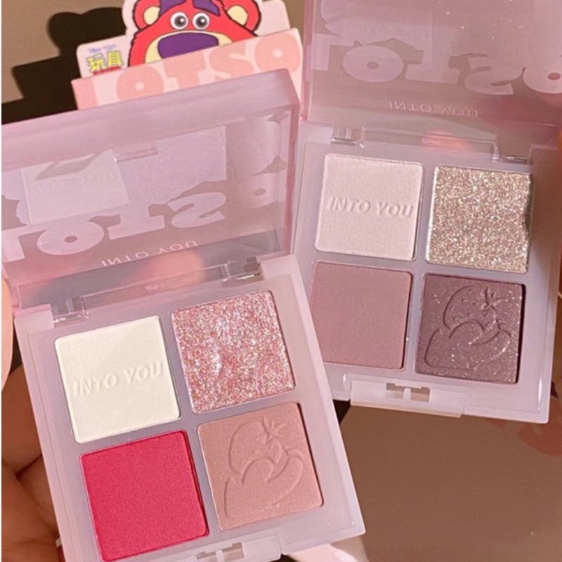 Bảng Phấn Mắt 4 Màu Lì Ánh Kim INTO YOU Strawberry Bear