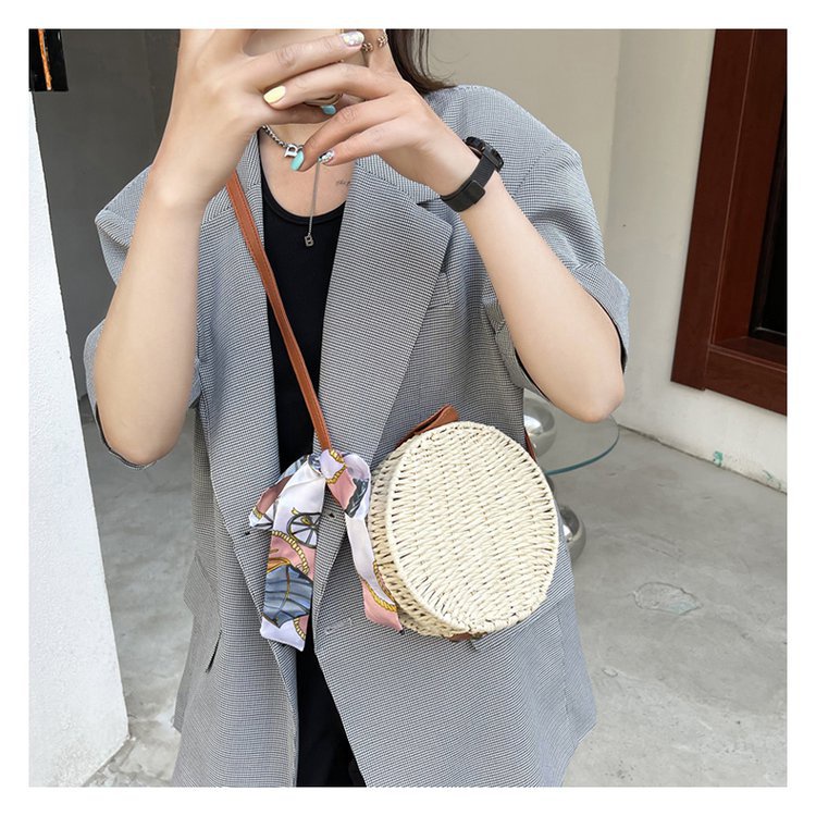 Túi cói đeo chéo dáng tròn cao cấp