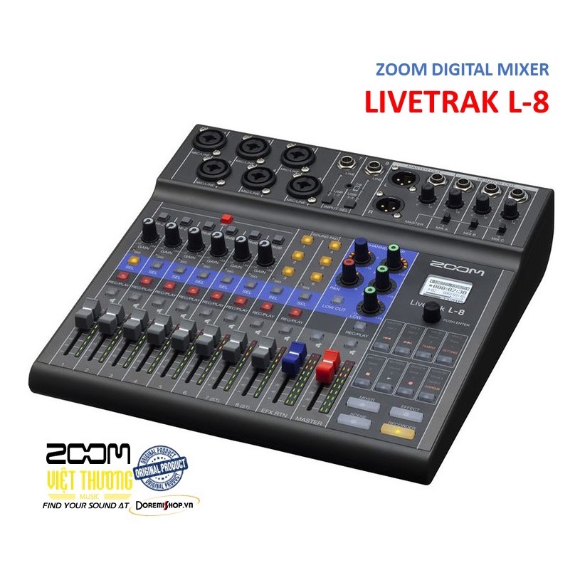 Bàn trộn âm thanh kiêm bàn thu đa kênh kỹ thuật số ZOOM Digital Mixer-Multi Track Recorder Livetrak L-8