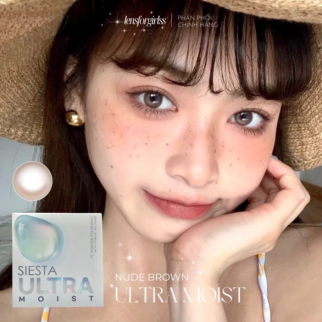 Kính Áp Tròng nâu sữa ULTRA MOIST NUDE BROWN dành cho mắt nhạy cảm chính hãng SIESTA | Lens cận