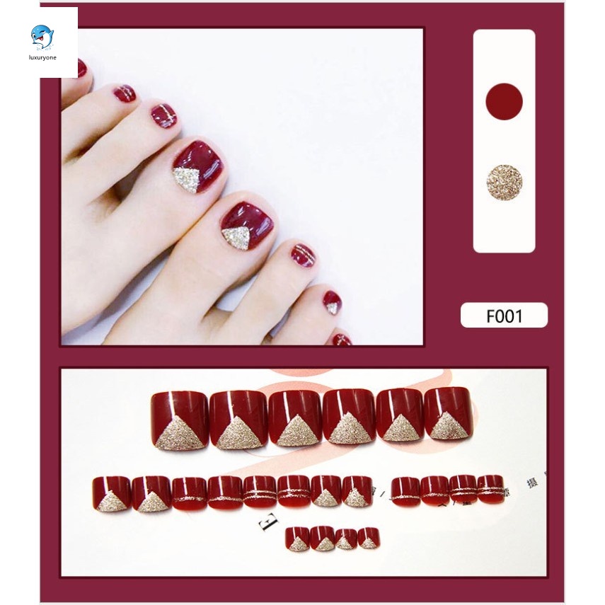 Set 24 móng chân giả F001-009 kèm keo dán