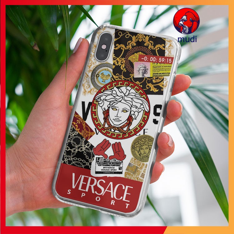 Ốp lưng MUCDI Versace, trong suốt, ôm máy, không ố vàng cho IPHONE 7 7 PLUS 8 8 PLUS X XS XS MAX 11 PRO MAX 12 PRO MAX