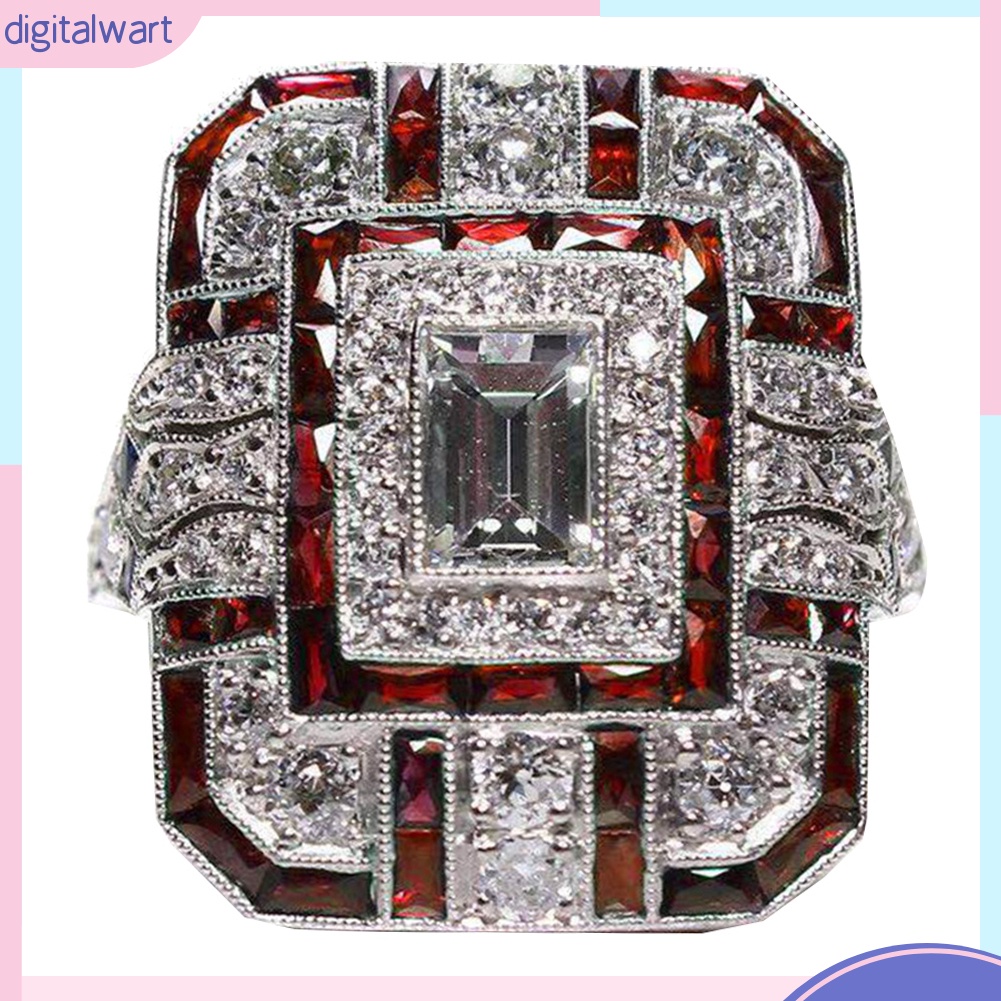 Nhẫn Đính Đá Zircon Hình Vuông Phong Cách Retro Thời Trang Dành Cho Nữ