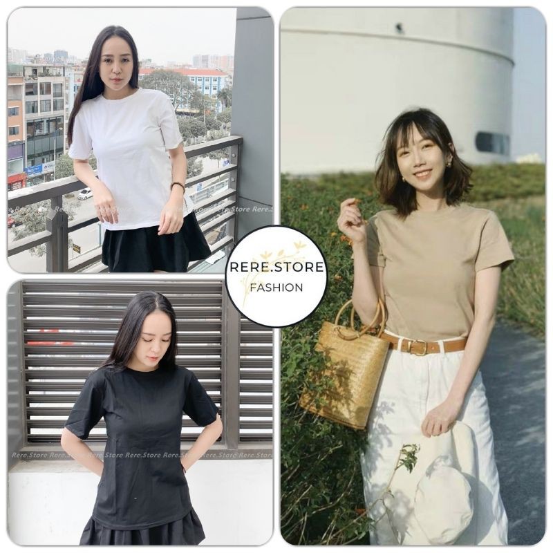 Áo Thun Trơn Nữ Ôm bODY Cổ Tròn - Rere.Store [FREESHIP] - Áo phông trơn nữ cổ tròn F16-1