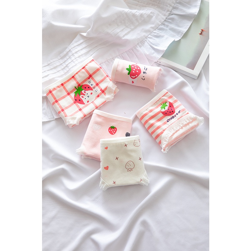 Quần Lót Nữ Cotton Dâu Tây Viền Ren Ngang Eo . Hàng Loại Đẹp.