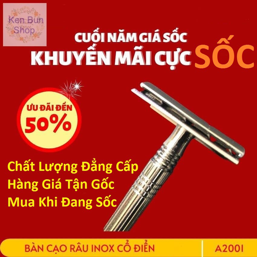 Dao Cạo Râu Thủ Công INOX Hai Lưỡi Cổ Điển Cho Nam Cổ Điển, Đẹp, Sang Trọng, Sạch Mịn Màng [ Video Ảnh Thật Sản Phẩm ]