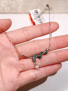 Set dây chuyền bạc mặt rắn xanh