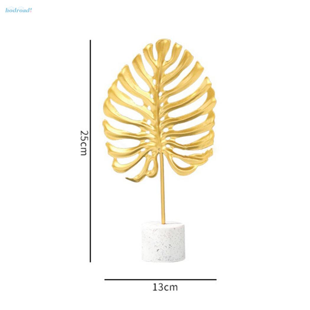 Monstera Leaf Gold Iron Light Luxury Golden Marble Base Table Top Decor Nice