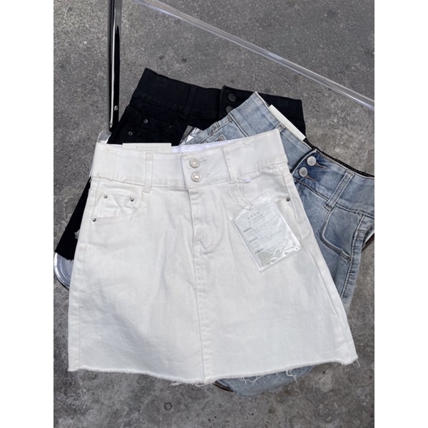 CHÂN VÁY JEANS TRƠN VNXK BẢNG 2 NÚT CHẤT VẢI CO GIÃN, FORM CHUẨN DỄ PHỐI ÁO
