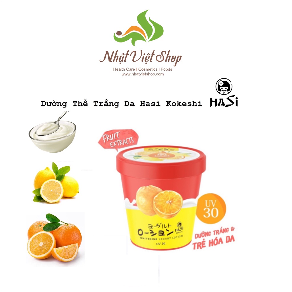 Kem Lotion Dưỡng Thể Trắng Da Yogurt Trái Cây Hasi Whitening Yogurt Lotion UV 30