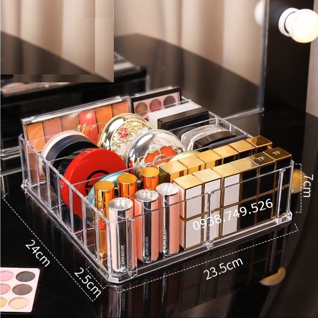 Khay Đựng Phấn Mắt 6 Ngăn Kèm Đựng Son 18 Ô, Khay Đựng Mỹ Phẩm