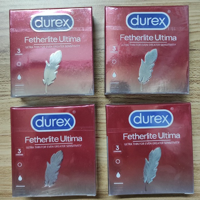 Bộ 4 hộp Durex bao cao su Siêu Mỏng Fetherlite Ultima [Hộp 3 bao] TẶNG 1 Hộp cùng loại + 1 Hộp bcs VIP 3 bao