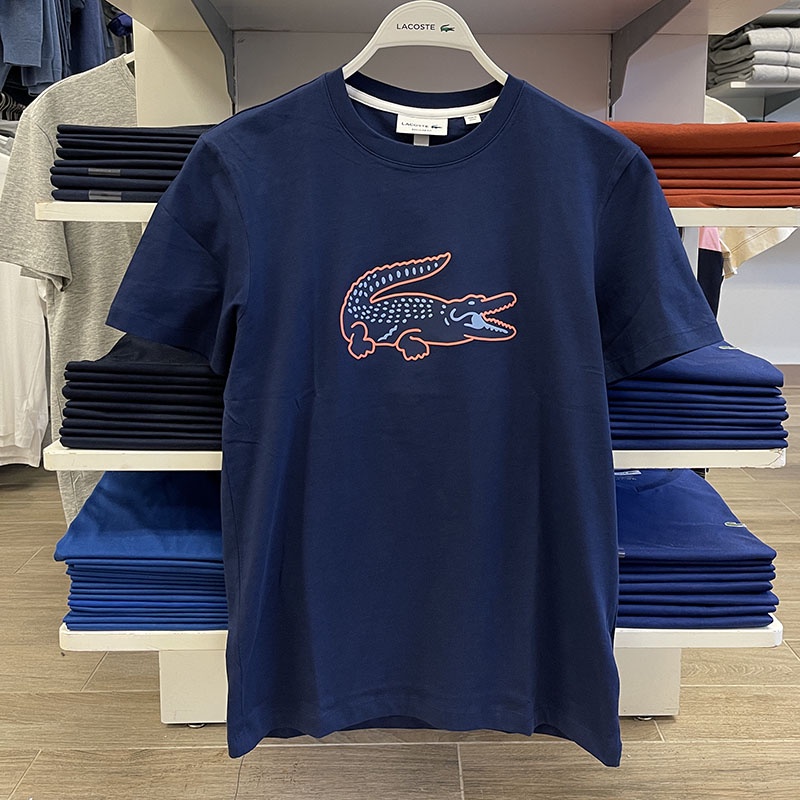 LACOSTE Áo Thun Ngắn Tay Cổ Tròn In Họa Tiết Đơn Giản Thoải Mái Dành Cho Nam