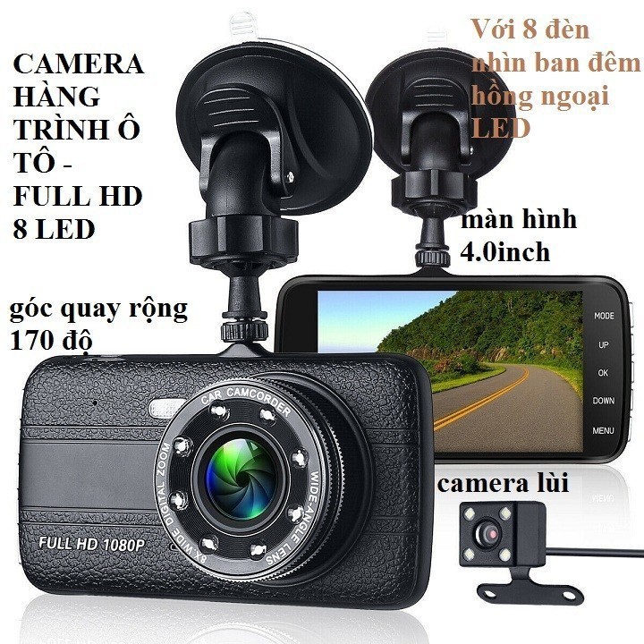 Camera hành trình Trước Sau HD Tích Hợp 8 Led 1080P | WebRaoVat - webraovat.net.vn