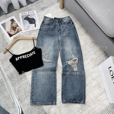 Quần Jeans bò ống sớ rách cá tính