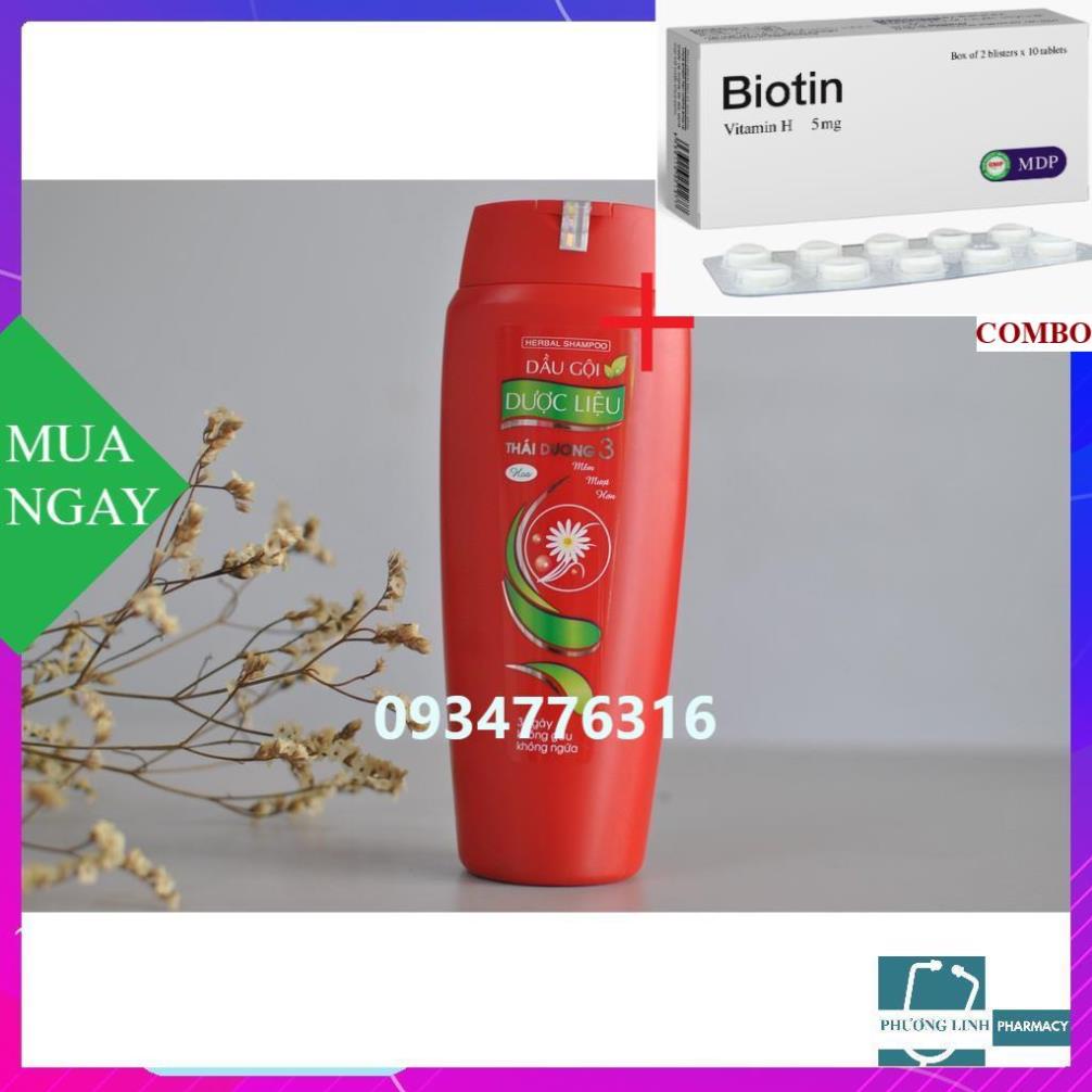 Combo Biotin 5mg+ DẦU GỘI DƯỢC LIỆU THÁI DƯƠNG 3