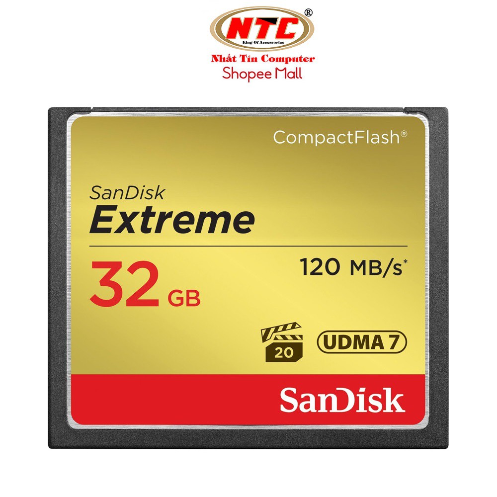 Thẻ nhớ Compact Flash (CF) Sandisk Extreme 800X 32GB 120MB/s (Vàng)