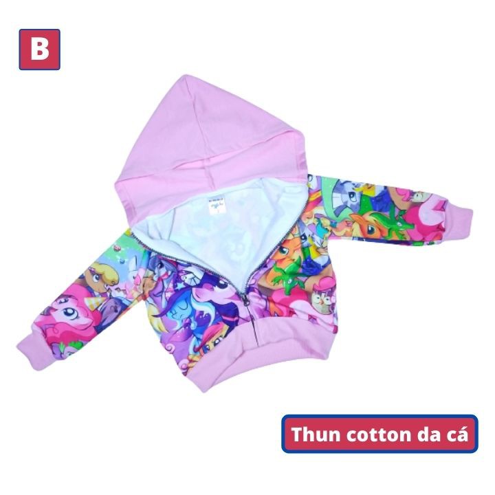 Áo khoác bé gái hình Pony từ 11-43kg - Thun cotton da cá in 3D cực chất- Tomchuakids