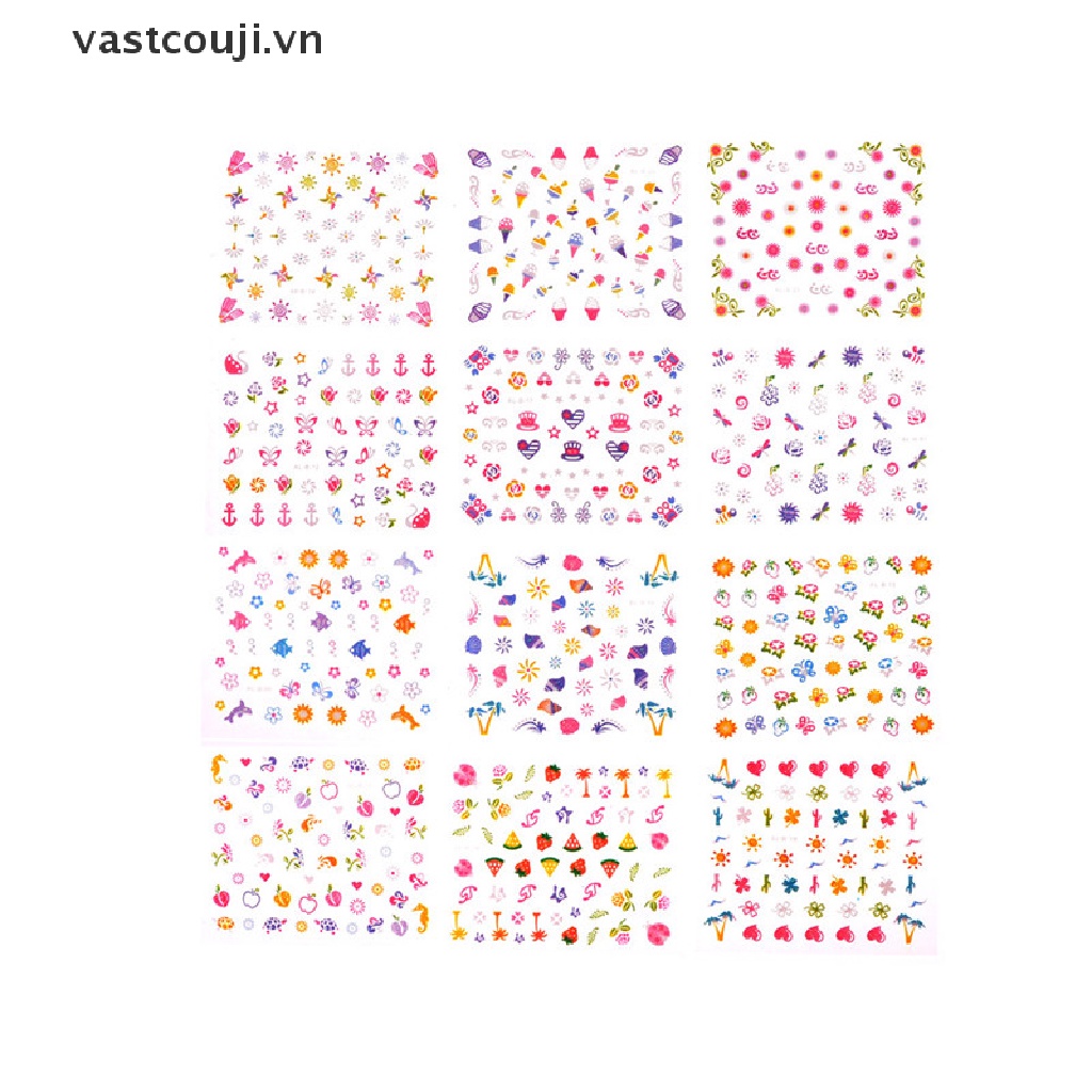 Bộ 5 Tấm Sticker Dán Móng Tay An Toàn Họa Tiết Hoạt Hình VASTJI Dành Cho Trẻ Em DIY Thời Trang