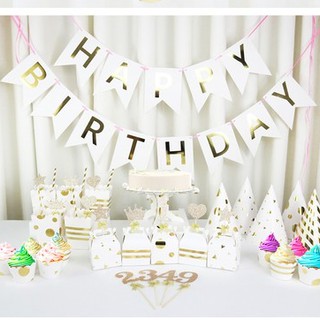 Dây Cờ Chữ Happy Birthday Ép Kim Trang Trí Sinh Nhật