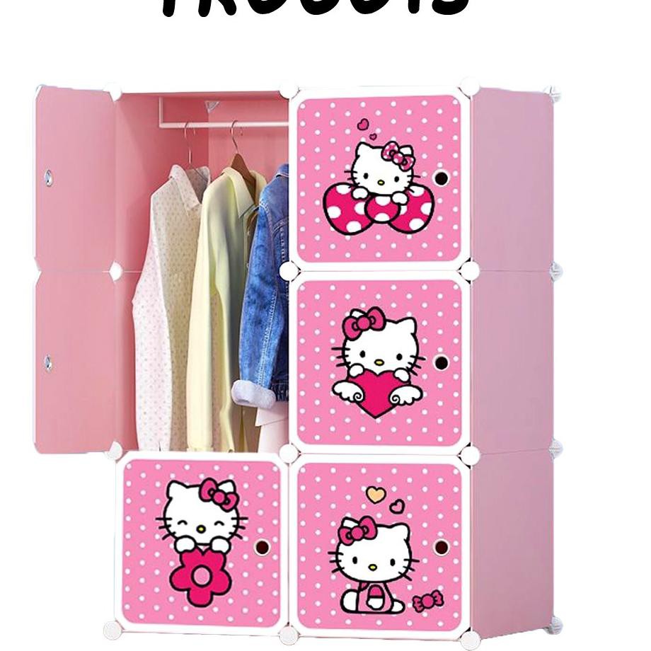 Tủ Quần Áo Bằng Nhựa Hình Mèo Hello Kitty Doraemon Keropi 6 897