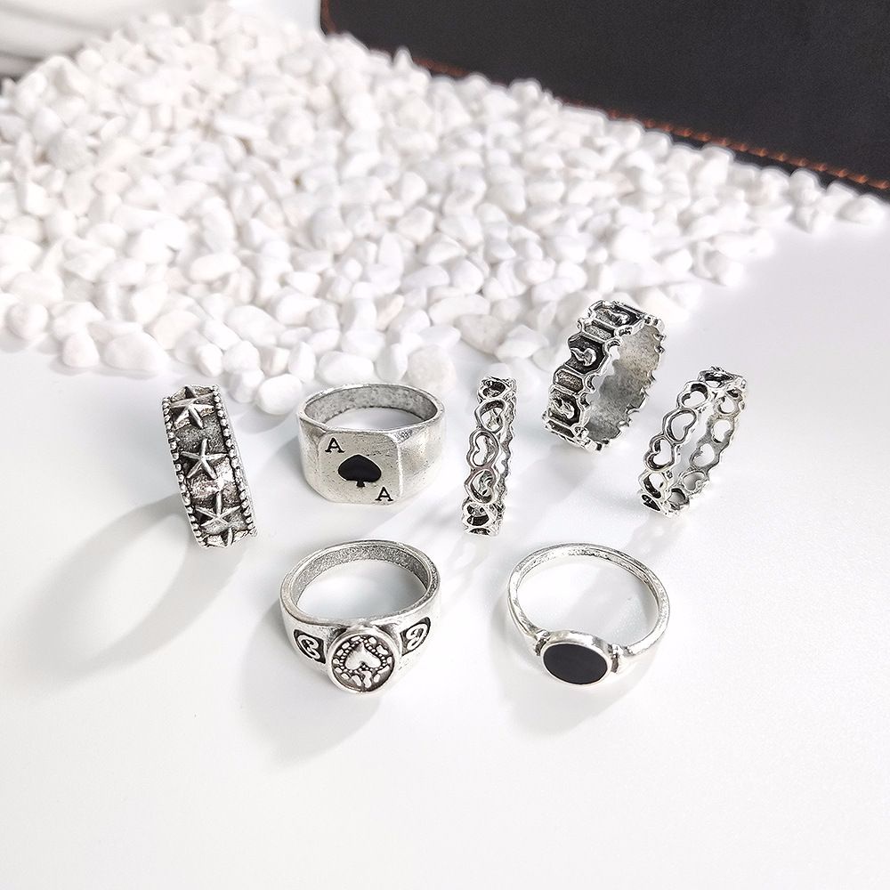 Set 7 nhẫn đeo tay phong cách Hàn Quốc cá tính cho nam