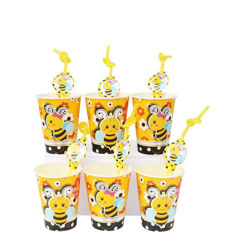 Ly giấy + sinh nhật mẫu bé gái ( sét 6 cái )