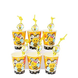 Ly giấy + ống hút sinh nhật mẫu bé gái