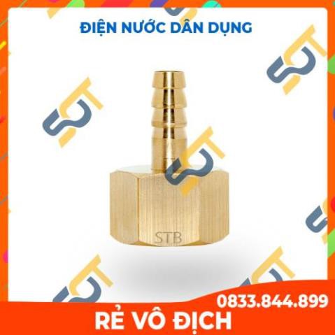 Ren trong 1/2 (21) đuôi chuột nối ống mềm - Đồng thau (Brass airline fitting female hose connector, béc búp RT)