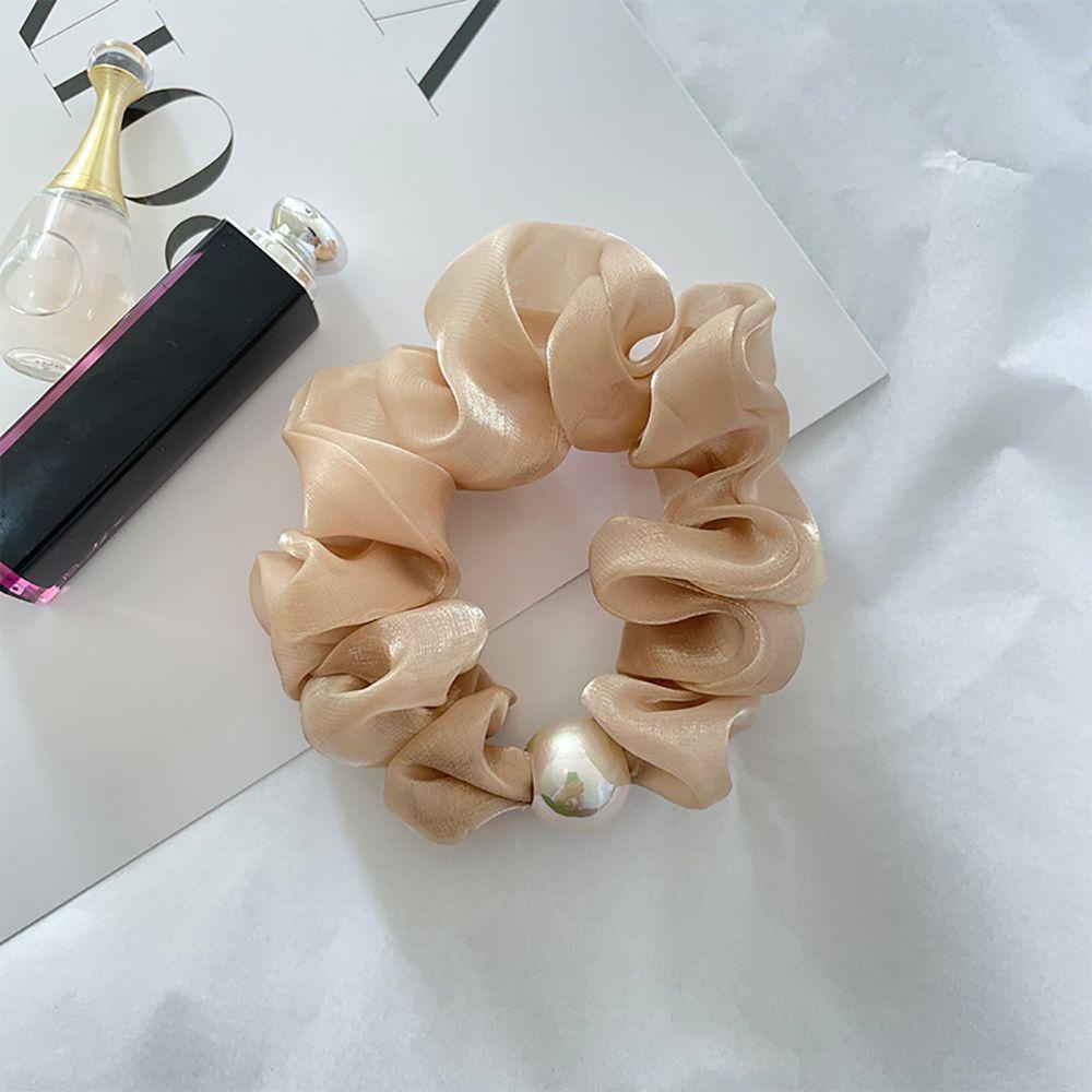 NICKOLAS Băng Đô Cài Tóc Co Giãn Màu Trơn Đính Hạt Ngọc Trai Dễ Thương Phong Cách Hàn Quốc