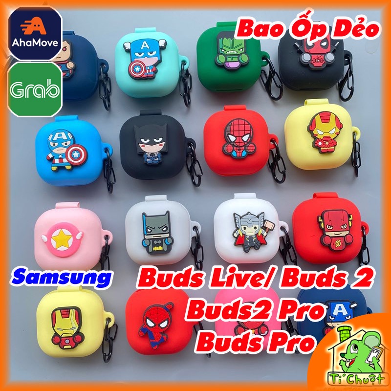 [Tặng Móc] Bao Ốp Galaxy Buds Pro/ Buds 2 Pro/ Buds 2/ Buds Live Silicon Logo Siêu Anh Hùng Marvel