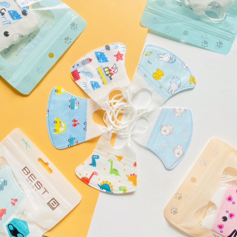 Set 10 KHẨU TRANG Y TẾ KHÁNG KHUẨN CHO TRẺ EM 3 LỚP CHỐNG BỤI MỊN 3-7 tuổi